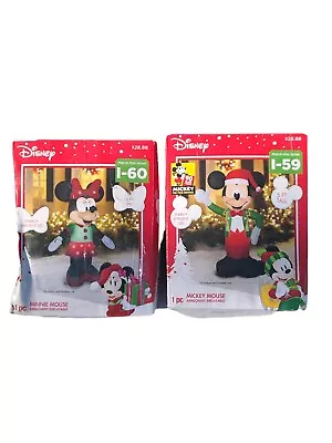 Disney Minnie & Mickey Mouse Christmas Holiday Airblown Inflatable Set  By Gemmy • $100