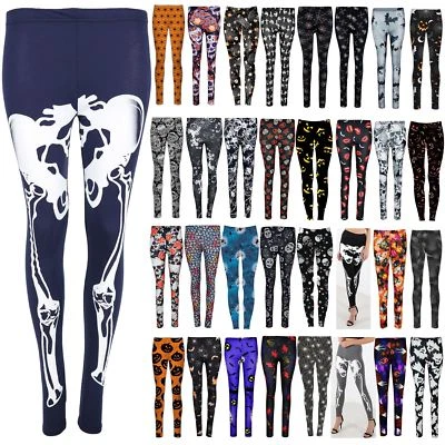 £4.49 • Buy Ladies Womens Bodycon Halloween Bone Skeleton Stretchy Costume Jeggings Leggings