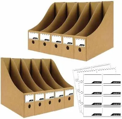  Pack Brown Cardboard Magazine Holder Premium Kraft Magazine File Holder 6 • $20.23