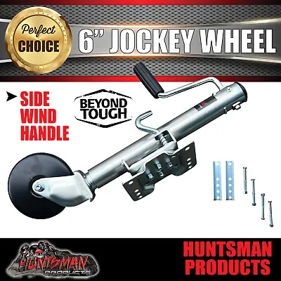 545Kg Caravan Trailer 6  Swing Up Side Wind Jockey Wheel & Mount Kit Steel Wheel • $62