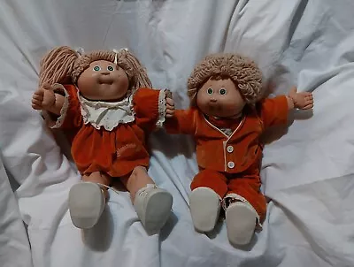 Vintage Cabbage Patch Kids Twins 1978 1983 Red Outfits Blonde Hair Green Eyes • $47.50