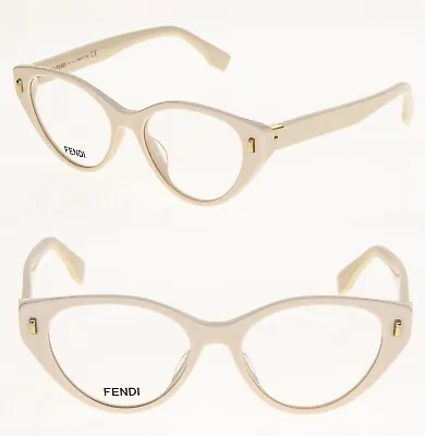 FENDI ROMA 50020 Ivory Gold Logo Cat Eyeglasses Optical Frame 53 Mm FE50020I • $264.24