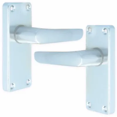 INTERIOR STRAIGHT LATCH DOOR HANDLES Pair Internal Polished Aluminium Lever Set • £8