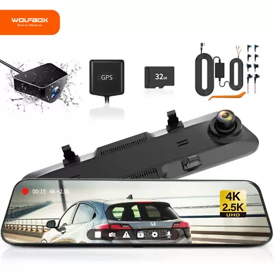 WOLFBOX G900 4K+2.5K Front And Rear Mirror Camera Free 32GB Card Dash Cam • $219.99