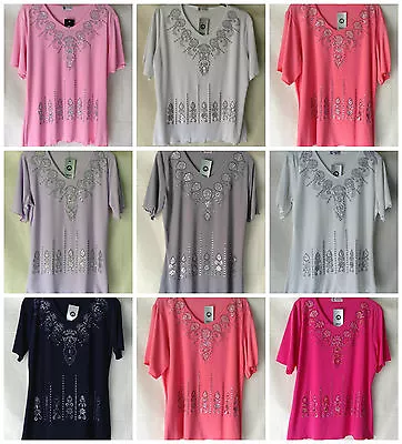 £11.50 • Buy New Ladies Glitter Sparkly Top Jersey Stretch T.shirt Partywear *20 Colours*