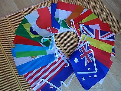 International Flag Bunting 6 Meter Long 20 Double Sidefabric Flags. Uk Seller.  • £2.95