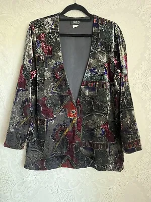 Vintage 90’s Fritzi Blazer Women’s Size Medium Velvet Geometric Print Jacket  • $24.48