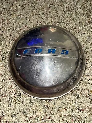 ***** 1 Vintage Ford Blue  Dog Dish Cap Hubcap 1950s?  Wall Hanger ********* • $37.40