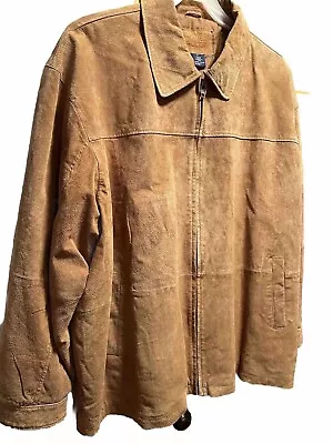 Harbor Bay Men Zippered Brown Suede Leather Coat Jacket Size 3X • $40