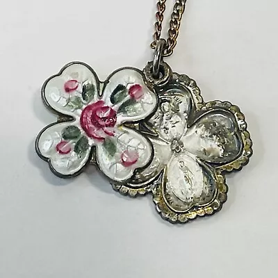 Vintage Sterling Silver Rose Cross Pendant Necklace Slides Open BEAUTIFUL • $69.95