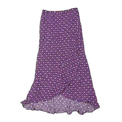 Tigerlily Purple Print Maxi Long Wrap Skirt Rayon Size 8 XS Summer Holiday • $35