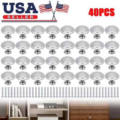 40X Brushed Nickel Kitchen Cabinet Knobs Handles Stainless Steel Drawer Pulls US • $10.25