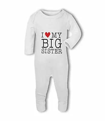 I Love My Big Sister Cute Heart - Baby Romper Suit By BWW Print Ltd • £12.99