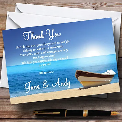 £7.29 • Buy Beach Married Abroad / Jetting Off Personalised Wedding Thank You Cards