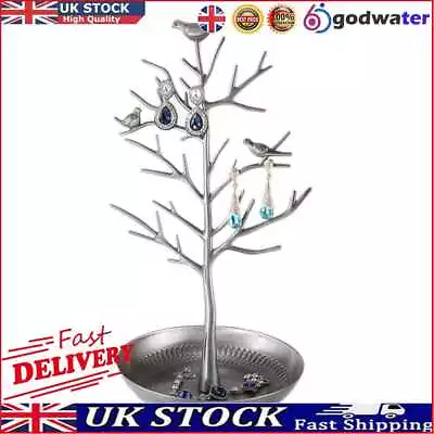 £11.92 • Buy Bird Tree Stand Jewelry Earring Necklace Rack Holder Display (Silver) UK
