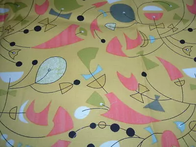 Vtg 90s MCM Retro Atomic Style Moda Boomerang On Yellow Quilt Fabric 18x22 PB15 • $7.99