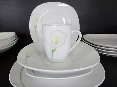 Vintage China Dinnerware Set Siena By TABLETOPS UNLIMITED Square Shape S/6 24 Pc • $83.19