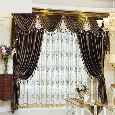 Luxury European Velvet  Solid Color Cloth Curtain Tulle Sheer Valance E670 • $152