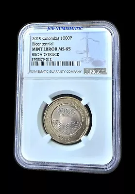 2019 -1000 Pesos Colombia Bicentenial Coin -MINT ERROR MS65 -BROADSTRUCK -KM#299 • $78.99