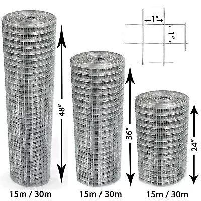 £57.99 • Buy Welded Wire Mesh 1 X1  Galvanised Fence Aviary Rabbit Hutch Chicken Run Coop Pet