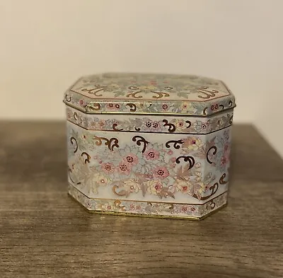 Vintage Meister Tin Container Made In Brazil Hinged Lid Octagon Floral • $15