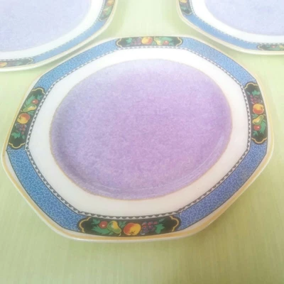 £10 • Buy Vintage Solian Ware Soho Pottery 4 Side Plates Orchard  Colourful Art Deco 1930s