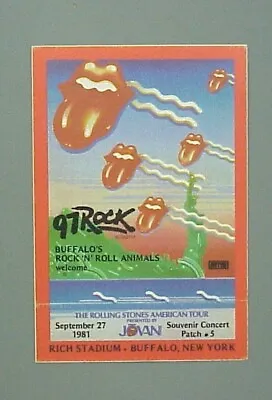 Rolling Stones Satin Sticker Radio Patch 97 Rock Buffalo NY September 27 1981! • $25.62