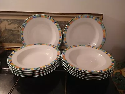 Set Of 12 Villeroy & Boch Twist Alea Caro Large Rimmed Soup Bowls • $190
