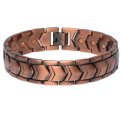 1 Pc Men Solid Copper Link Bracelet Magnetic Healing Arthritis Pain Relief Gift • $14.84