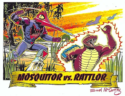 MASTERS OF THE UNIVERSE  Mosquitor VS Rattlor  SIGNED Errol McCarthy 8.5   X 11  • $15