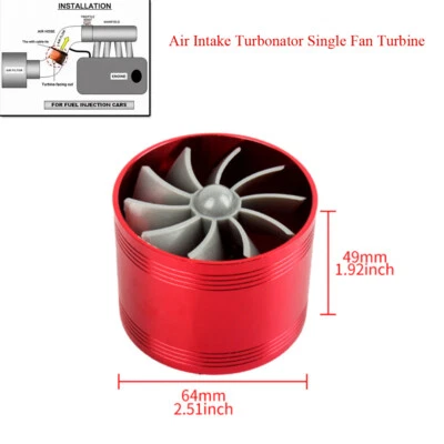 $26.39 • Buy Car SUV Air Intake Turbonator Single Fan Turbine Gas Fuel Saver Supercharger