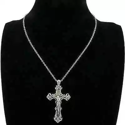 925 Sterling Silver 3D Christian Jesus Christ Cross Catholic Crucifix Necklace • $13.74