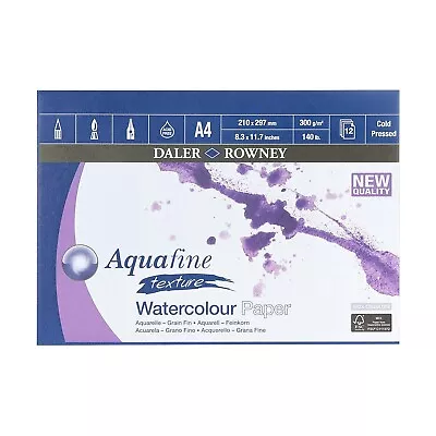 Daler-Rowney Aquafine Texture Watercolour Paper Cold Pressed 300gsm 12 Sheets • £7.85