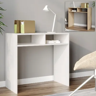 80cm Wood Console Table PC Laptop Computer Desk Office Hallway 2 Storage Shelves • £27.99