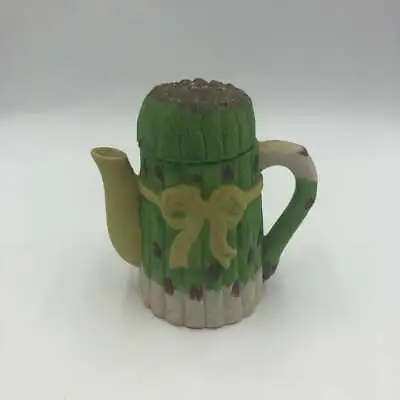 Vintage Asparagus Miniature Ceramic Teapot With Lid Vegetable Theme Collectible • $25