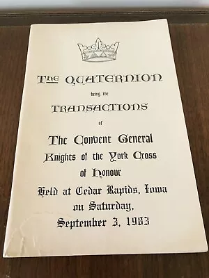 Vintage Book  Knights Templar Mason Quaternion Being The Transactions Of Covent • $29.85