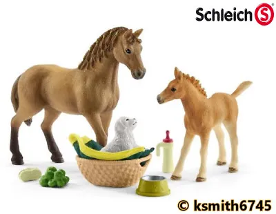 £18.95 • Buy Schleich BABY ANIMAL CARE SET Plastic Toy Basket Bowl PUPPY HORSE Foal  * NEW 💥