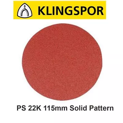 115mm SOLID Sanding Discs 4.5'' KLINGSPOR Hook & Loop Wood Metal Pads Sander • £2.49