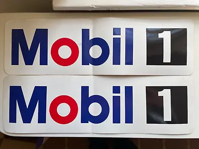 2X MOBIL 1 RACING OIL GAS RACING DECALS 15” L X 4.5” H • $20