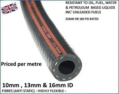 £4.99 • Buy Rubber Fuel Hose Reinforced Unleaded Petrol Diesel Oil Engine Line Pipe 1 Metre