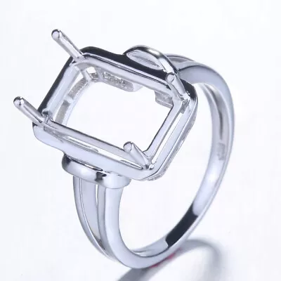 Fashion Jewelry Semi Mount 13X10MM Cushion Solitare Ring Sterling Silver 925  • $69