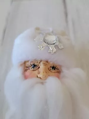 Plush White Santa Claus Face Snowflake Ornament Xmas Decor • $6.97