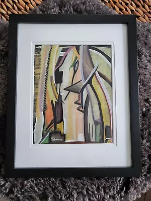 ABSTRACT CUBIST MIXED MEDIA VINTAGE ((Artist Signed)) Mid Century Modern  • $274.50