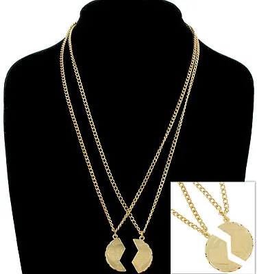 Gold Tone Best Friends Genesis Mizpah Coin 1  Pendant + 20  Chain Necklace Set • $12.59