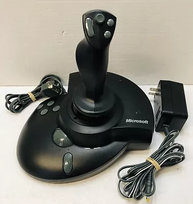 Microsoft Sidewinder Force Feedback Pro Joystick & Power Adapter *Parts/Repair • $45