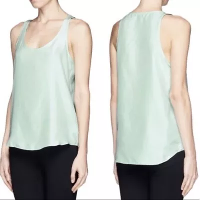 $62 • Buy NEW Theory Women's Small Petite Light Mint Isaac Paradise Habotai Silk Tank Top