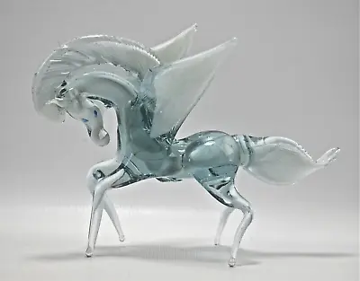 £36.15 • Buy Vtg Blue & White Murano Style Art Hand Blown Glass Pegasus Horse 4.75 