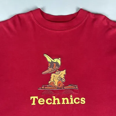 Vintage 1994 Technics Audio Rave T Shirt Tee 90s Red Large DJ Duck Dreamscape • £99