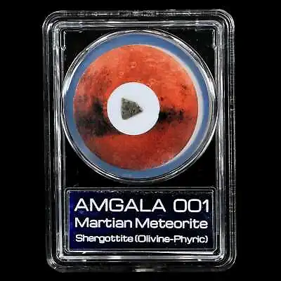 Mars Rock Martian Meteorite Amgala001 Shergottite Olivine-Phyric COA And Display • $59.99