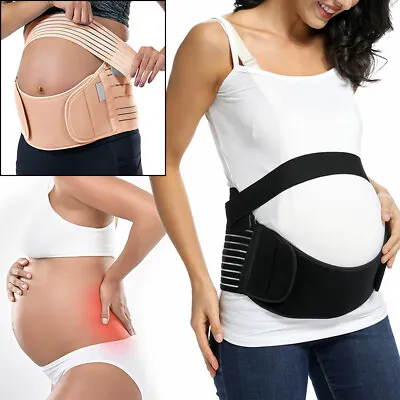 Maternity Pregnancy Belly Support Belt Lumbar Back Waist Band Brace Bump Strap • £7.79